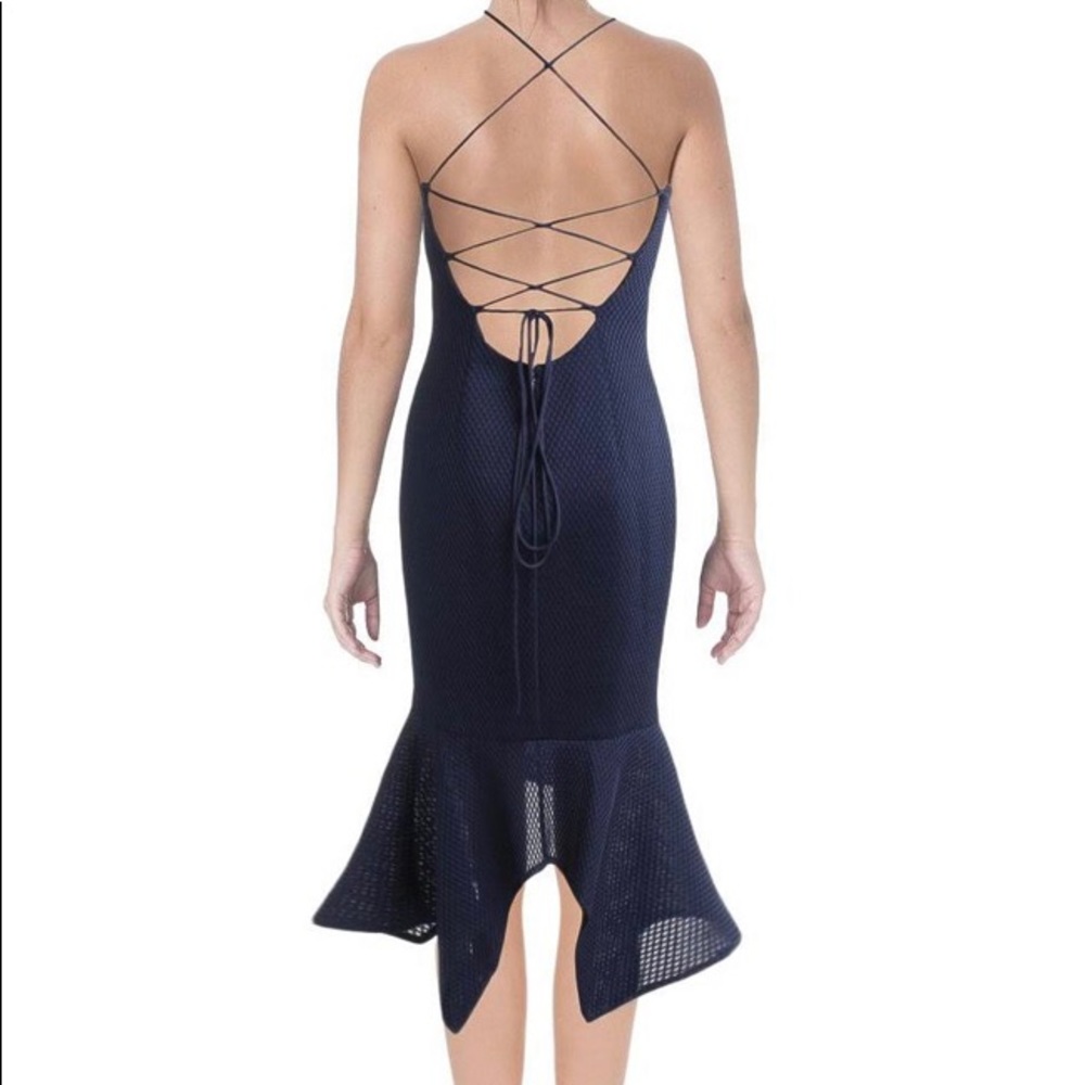 Bariano Textured Flounce Hem Evening Dress